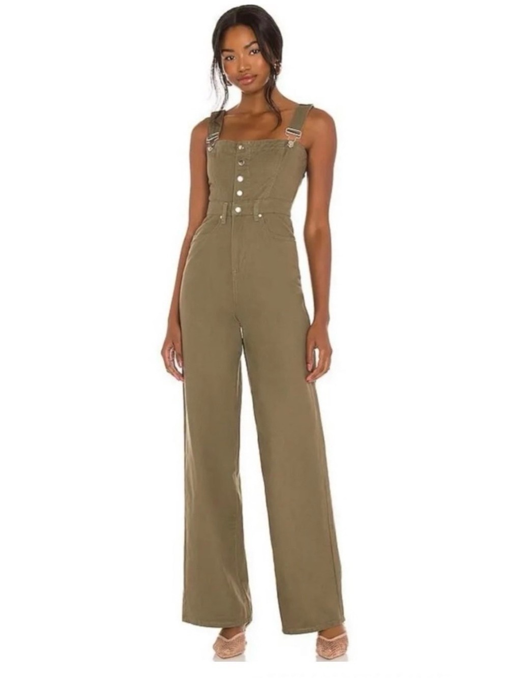 NWT WEWOREWHAT Bustier Jumpsuit Olive 4